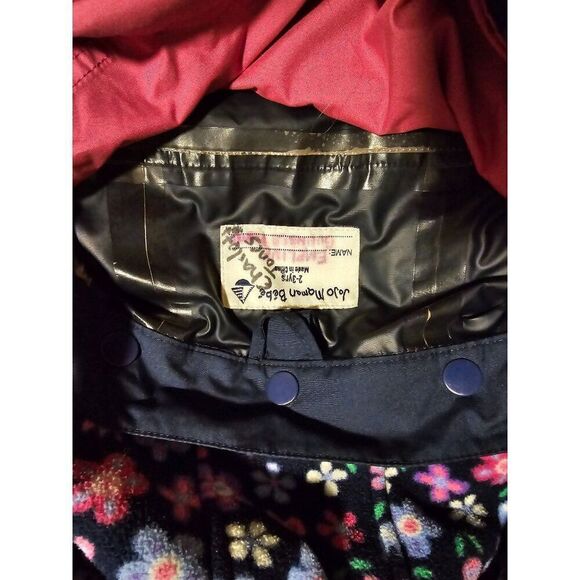 JoJo Maman Bébé Splash Splash Girls Waterproof Jacket Size 2T Navy & Floral - Picture 6 of 6